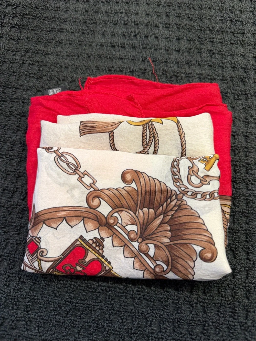 Red and Cream Patterned Women's Scarf